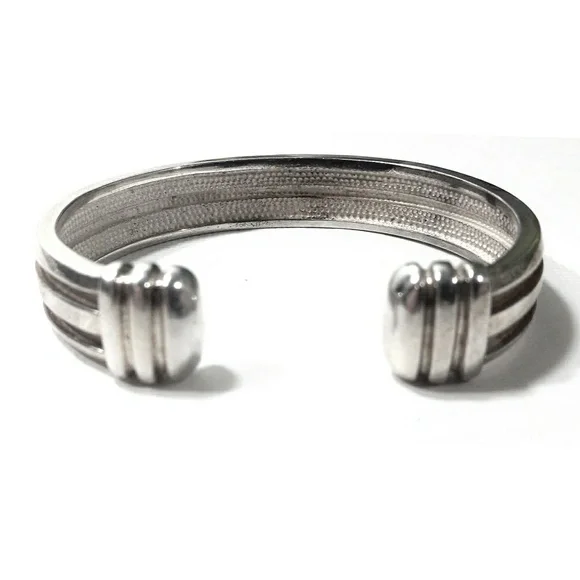 Vintage Art Deco Sterling Silver Heavy Cuff Bracelet - Picture 2 of 7
